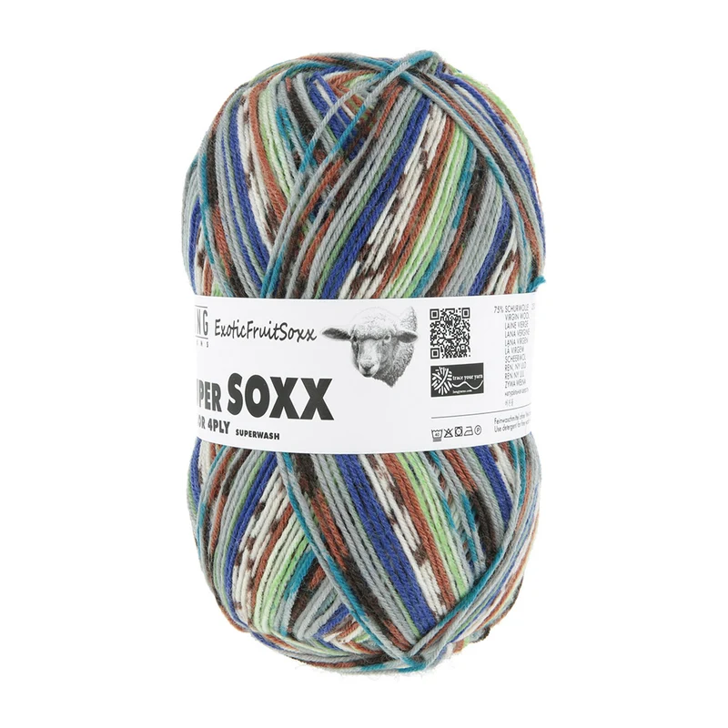 Lang Yarns Super Soxx Color 4-fach 569 Braun/Blau/Grau 1153 Cherimoya