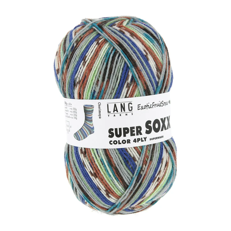 Lang Yarns Super Soxx Color 4-fach 569 Braun/Blau/Grau 1153 Cherimoya