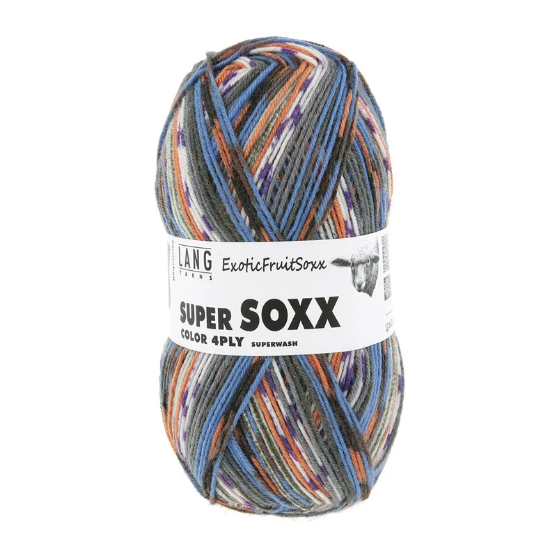 Lang Yarns Super Soxx Color 4-fach 567 Blau/Orange 1153 Passionsfrucht