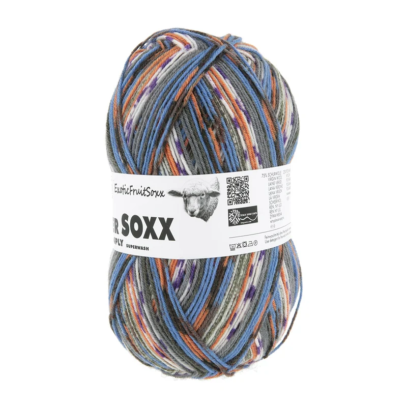 Lang Yarns Super Soxx Color 4-fach 567 Blau/Orange 1153 Passionsfrucht