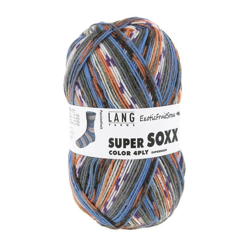 Lang Yarns Super Soxx Color 4-fach 567 Blau/Orange 1153 Passionsfrucht