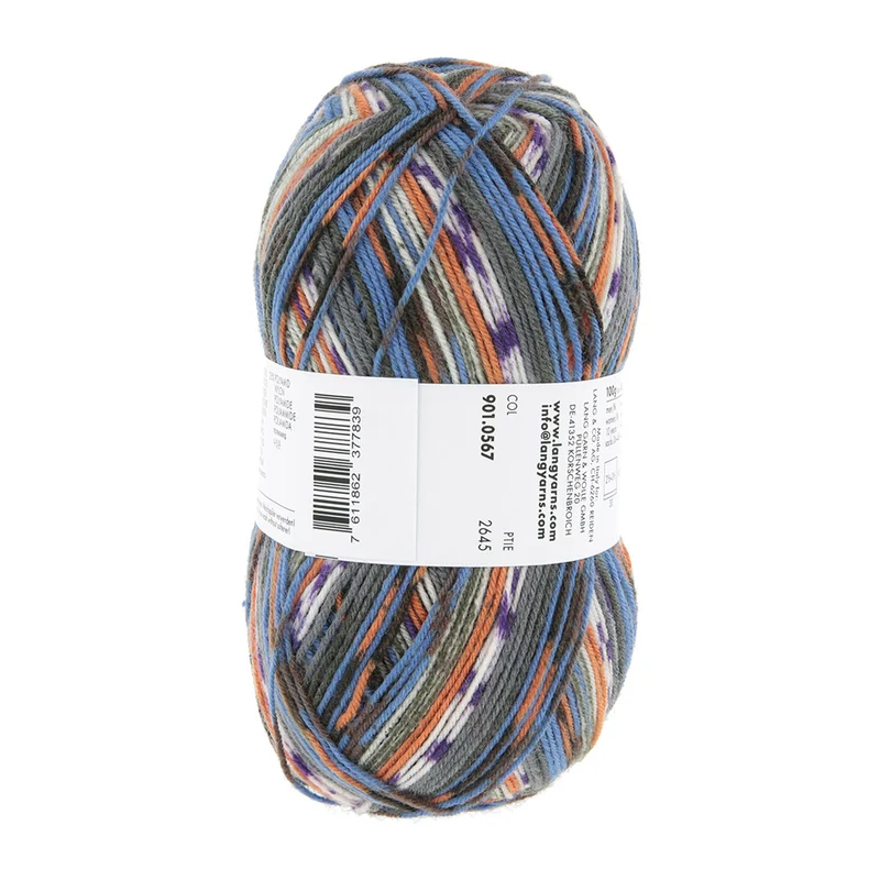Lang Yarns Super Soxx Color 4-fach 567 Blau/Orange 1153 Passionsfrucht