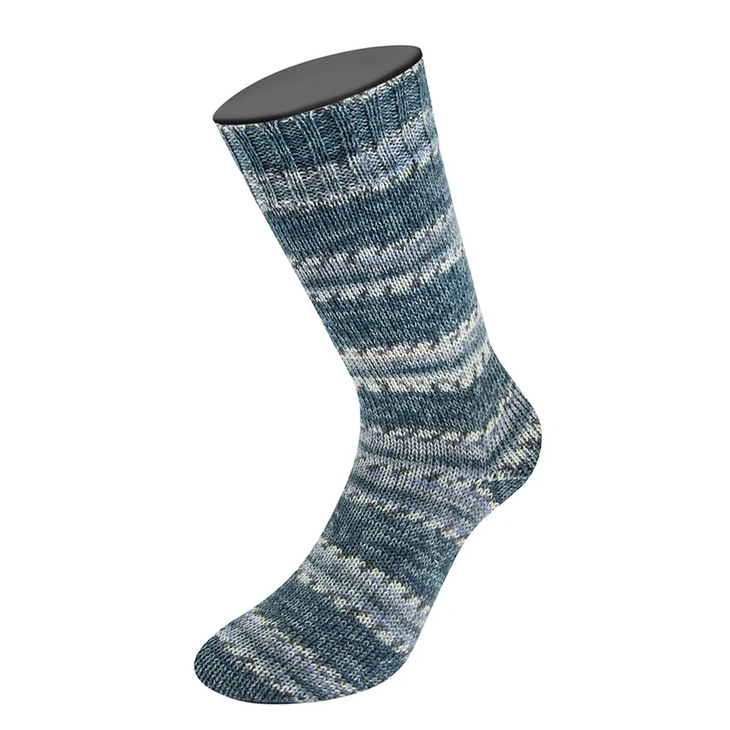 Lana Grossa Meilenweit 100 Cashmere Pista 143 Stahl-/Dunkel-/Hell-/Mausgrau/Pastellblau gestreift