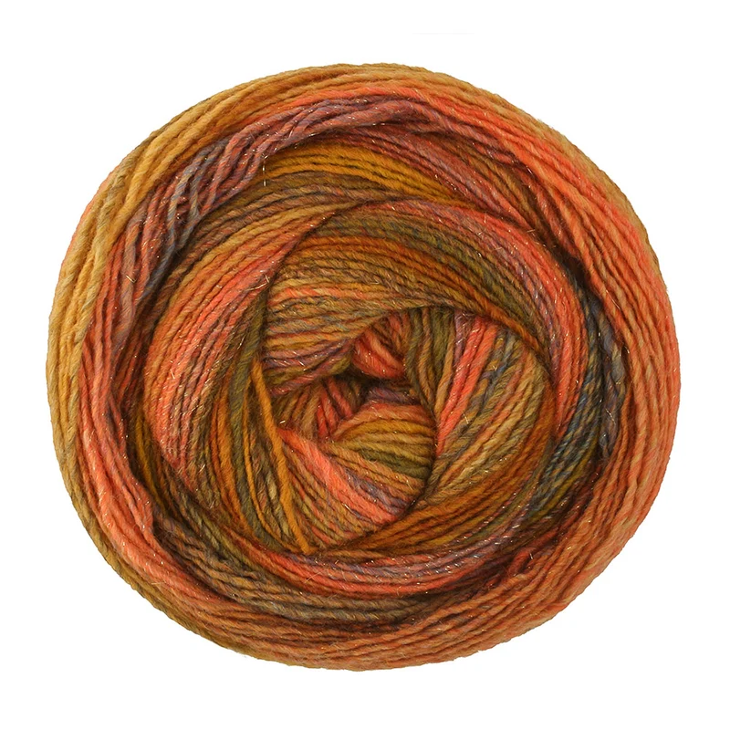 Lana Grossa Gomitolo Gala 4046 Orange/Nougat/Ocker/Hell-/Dunkeloliv/Grünbraun/Graurot