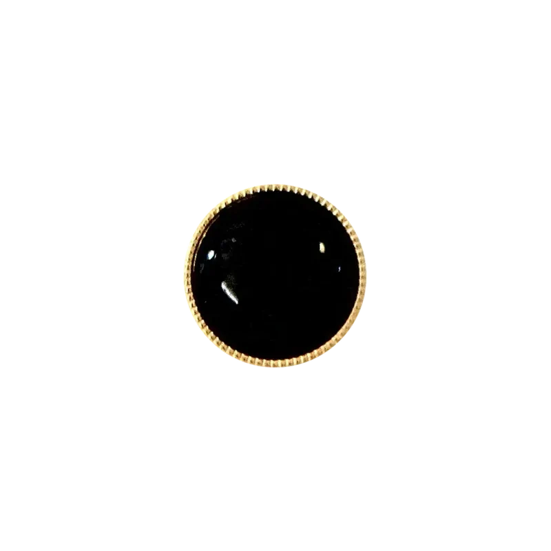 Polyesterknopf Öse, metallisiert, 11mm, gold, schwarz