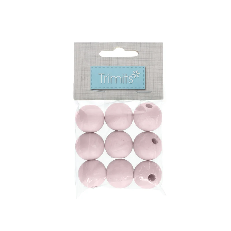 Trimits Runde Holzperlen 25 mm 03 Pale Pink (9 Stück)