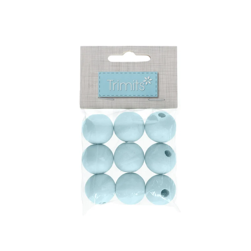 Trimits Runde Holzperlen 25 mm 04 Pale Blue (9 Stück)