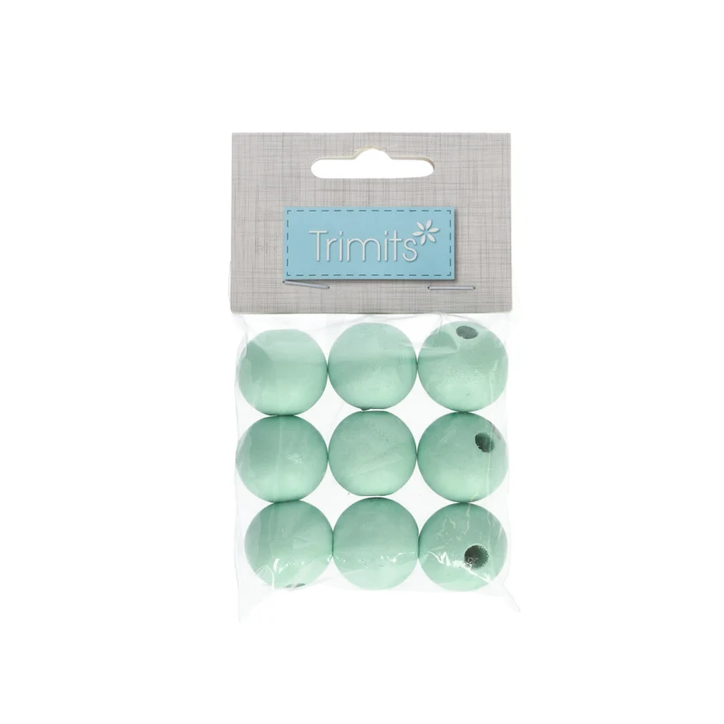 Trimits Runde Holzperlen 25 mm 05 Mint (9 Stück)