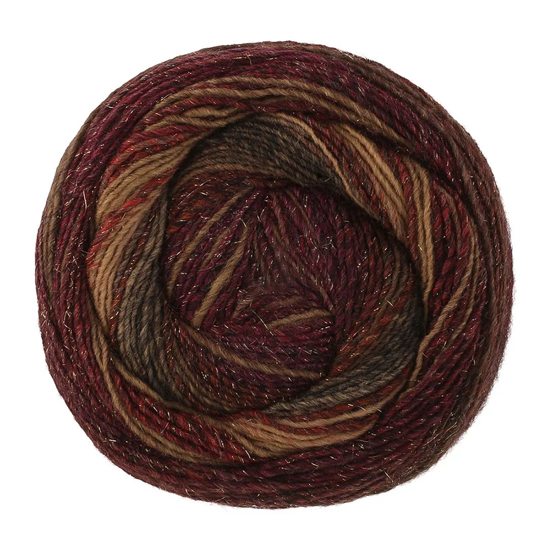 Lana Grossa Gomitolo Gala 4043 Schwarz-/Dunkel-/Graubraun/Burgund/Camel/Weinrot