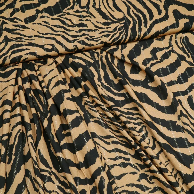 No. 1389 Viskose Tiger Lurex camel | schwarz | gold