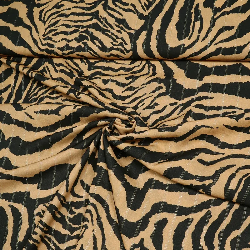 No. 1389 Viskose Tiger Lurex camel | schwarz | gold