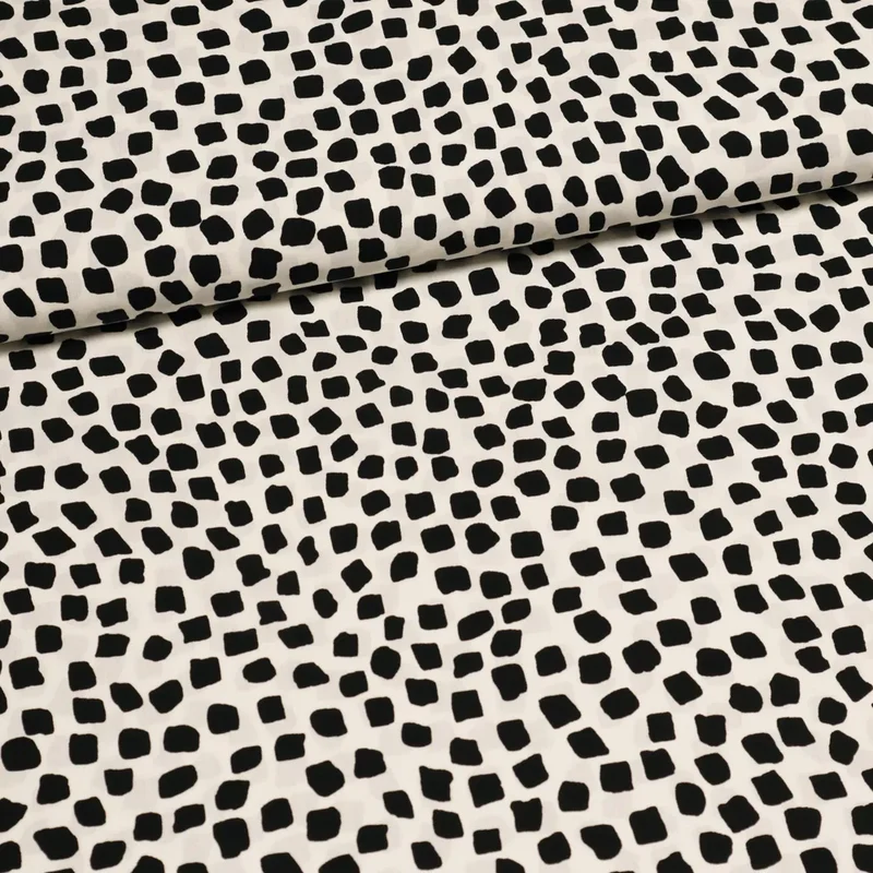No. 1388 Baumwoll-Poplin Steine schwarz | weiss