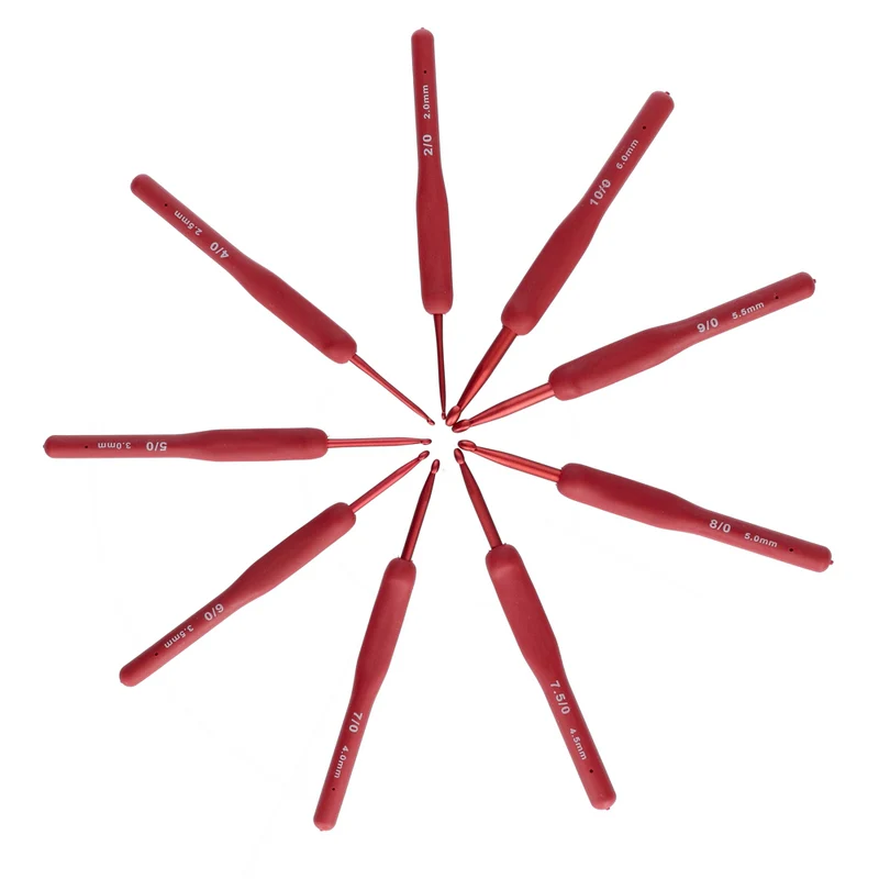 Wollplatz Häkelnadel-Set Rot 2,00 – 6,00 mm – 9 Stück