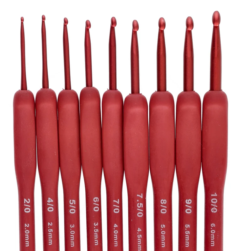 Wollplatz Häkelnadel-Set Rot 2,00 – 6,00 mm – 9 Stück