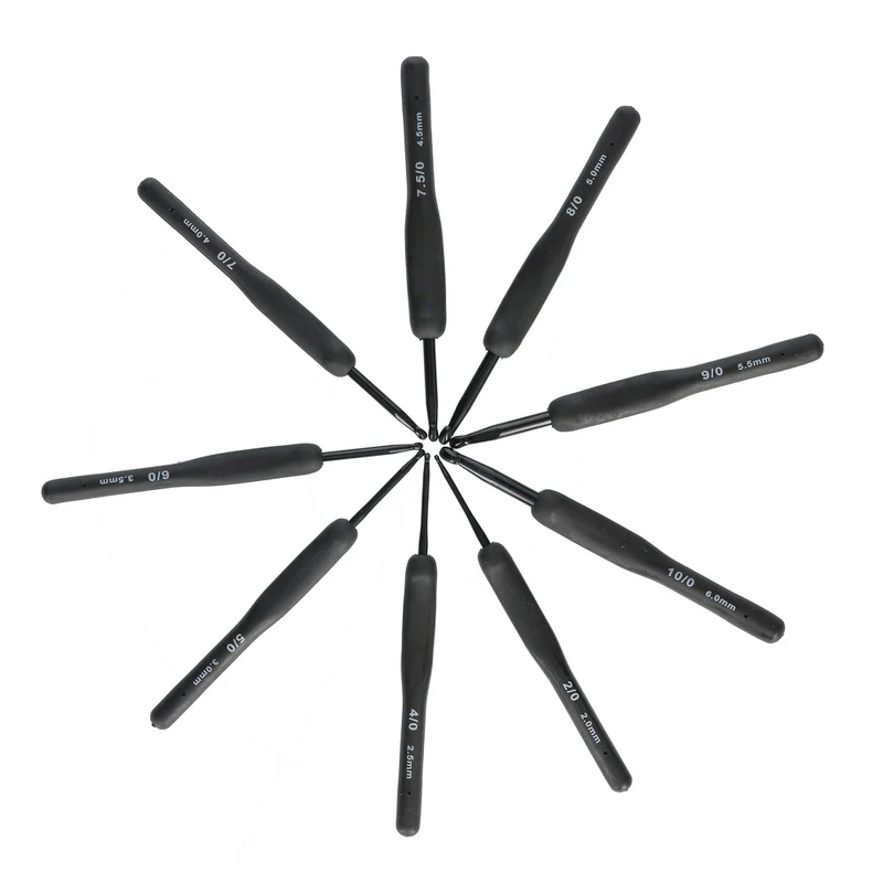 Wollplatz Häkelnadelset Schwarz 2,00 – 6,00 mm – 9 Stück