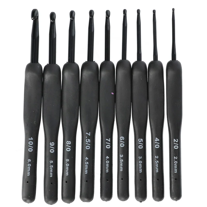 Wollplatz Häkelnadelset Schwarz 2,00 – 6,00 mm – 9 Stück