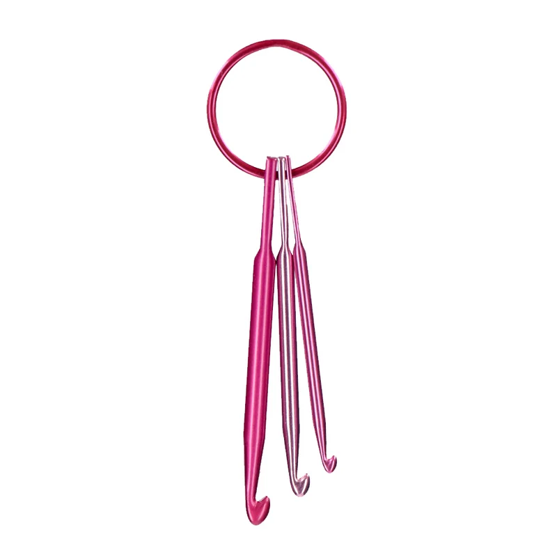 Wollplatz-Schlüsselanhänger Häkelnadel-Set Pink