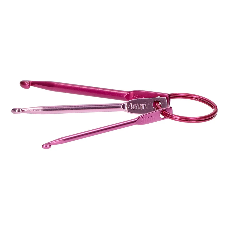 Wollplatz-Schlüsselanhänger Häkelnadel-Set Pink