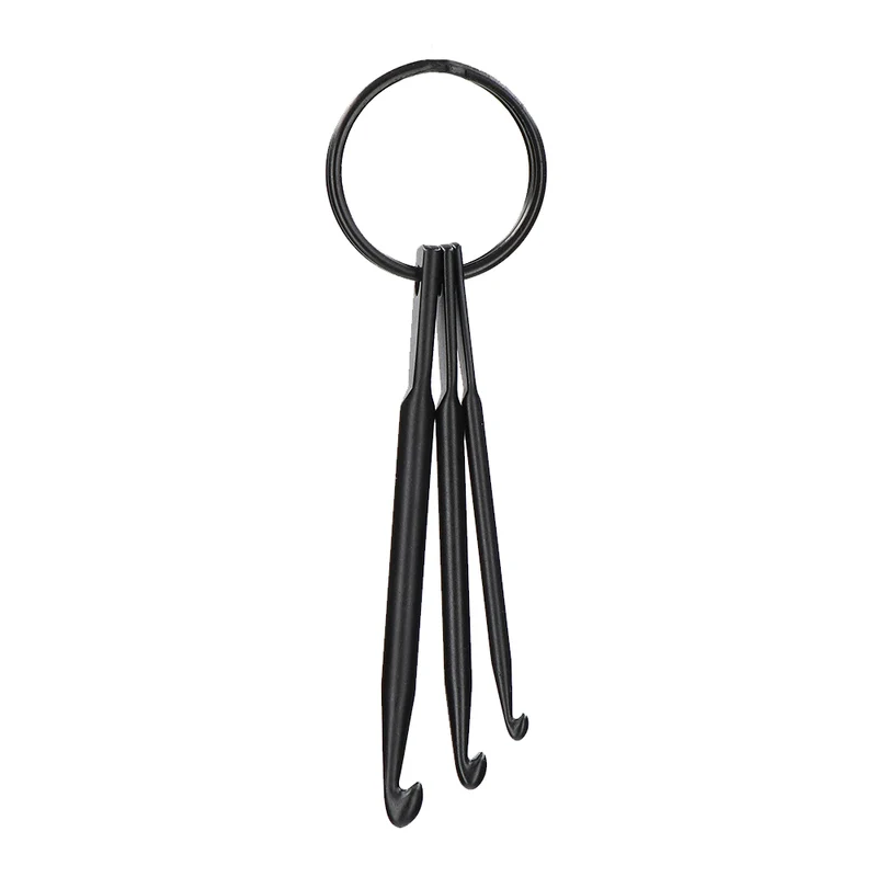 Wollplatz-Schlüsselanhänger Häkelnadel-Set Schwarz