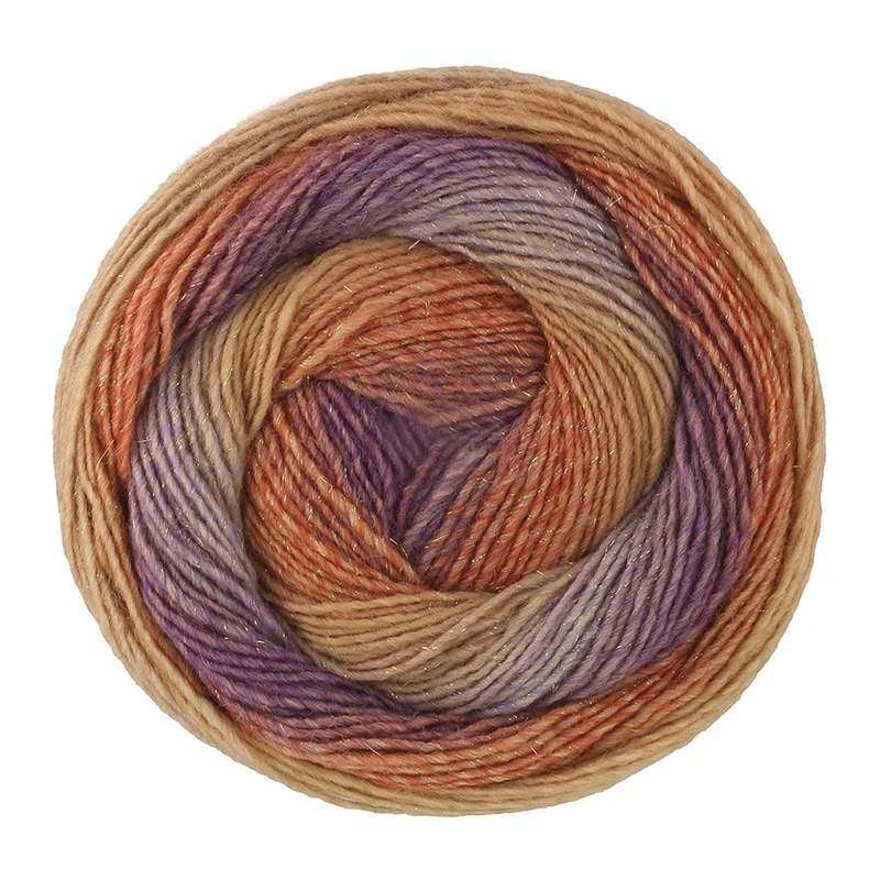 Lana Grossa Gomitolo Gala 4039 Rotbraun/Rostrot/Nougat/Graulila/Violett