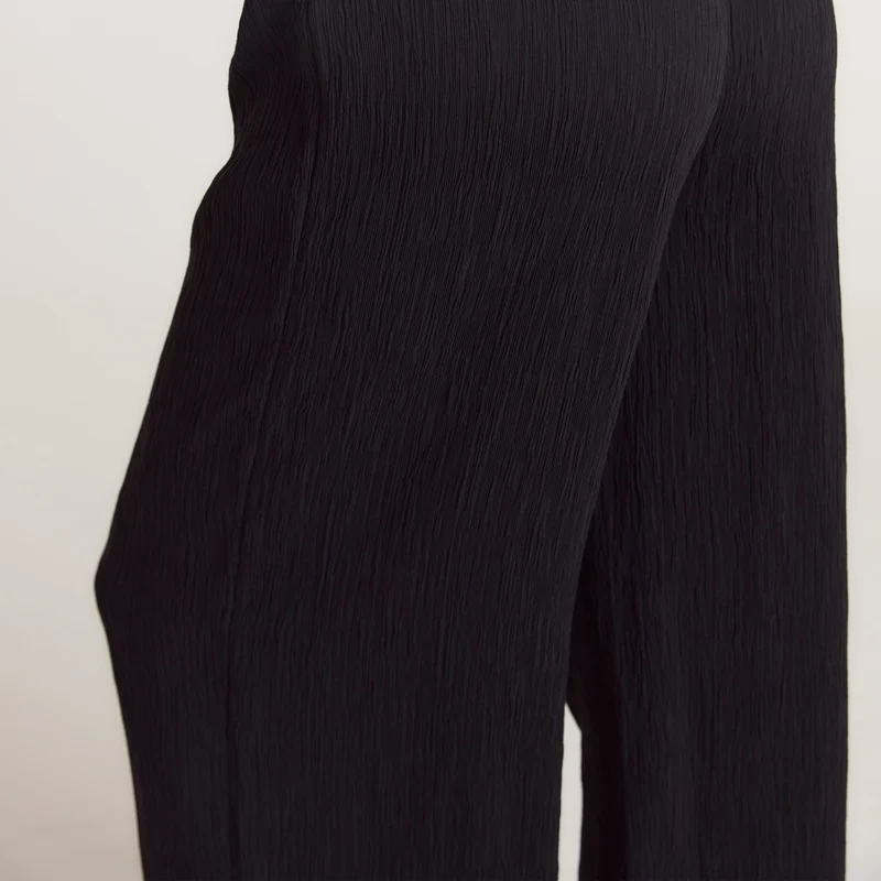 Crinkle Pyjamahose - Schwarz