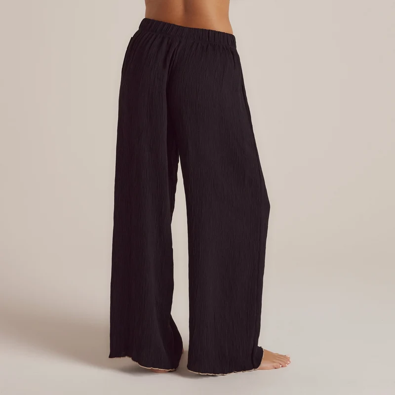 Crinkle Pyjamahose - Schwarz