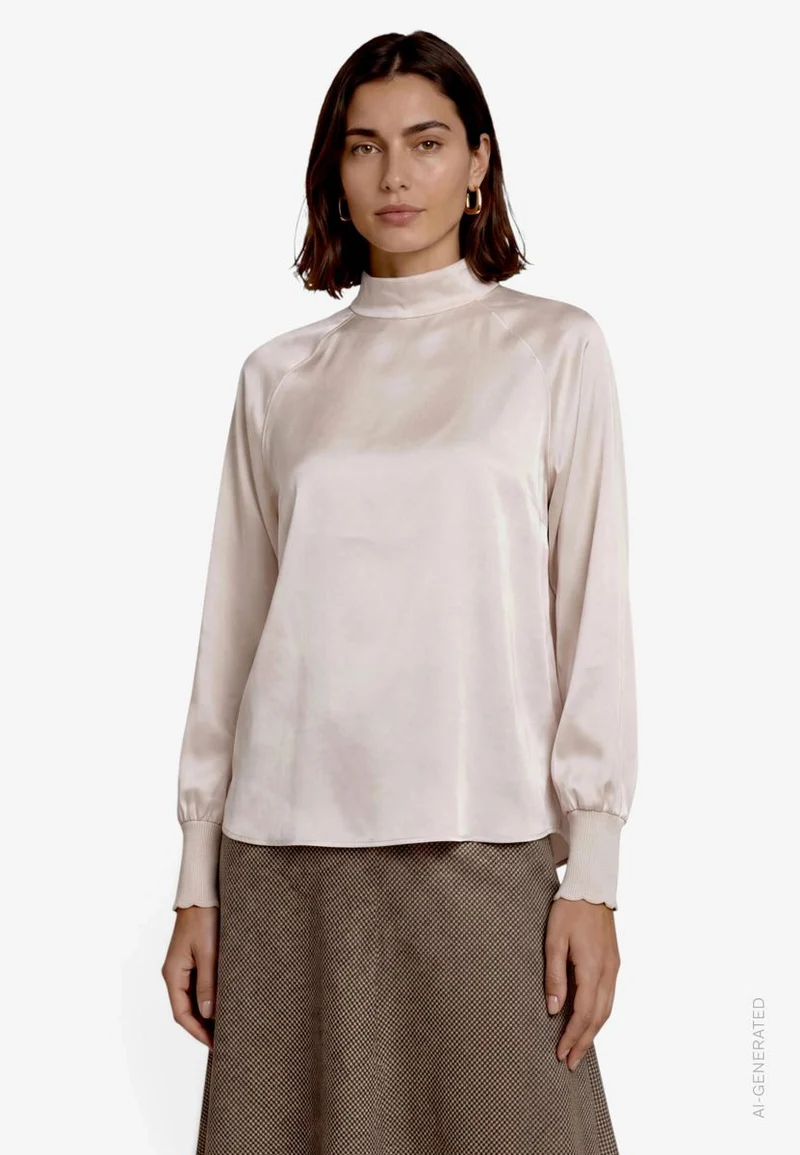 Satinbluse mit Stehkragen