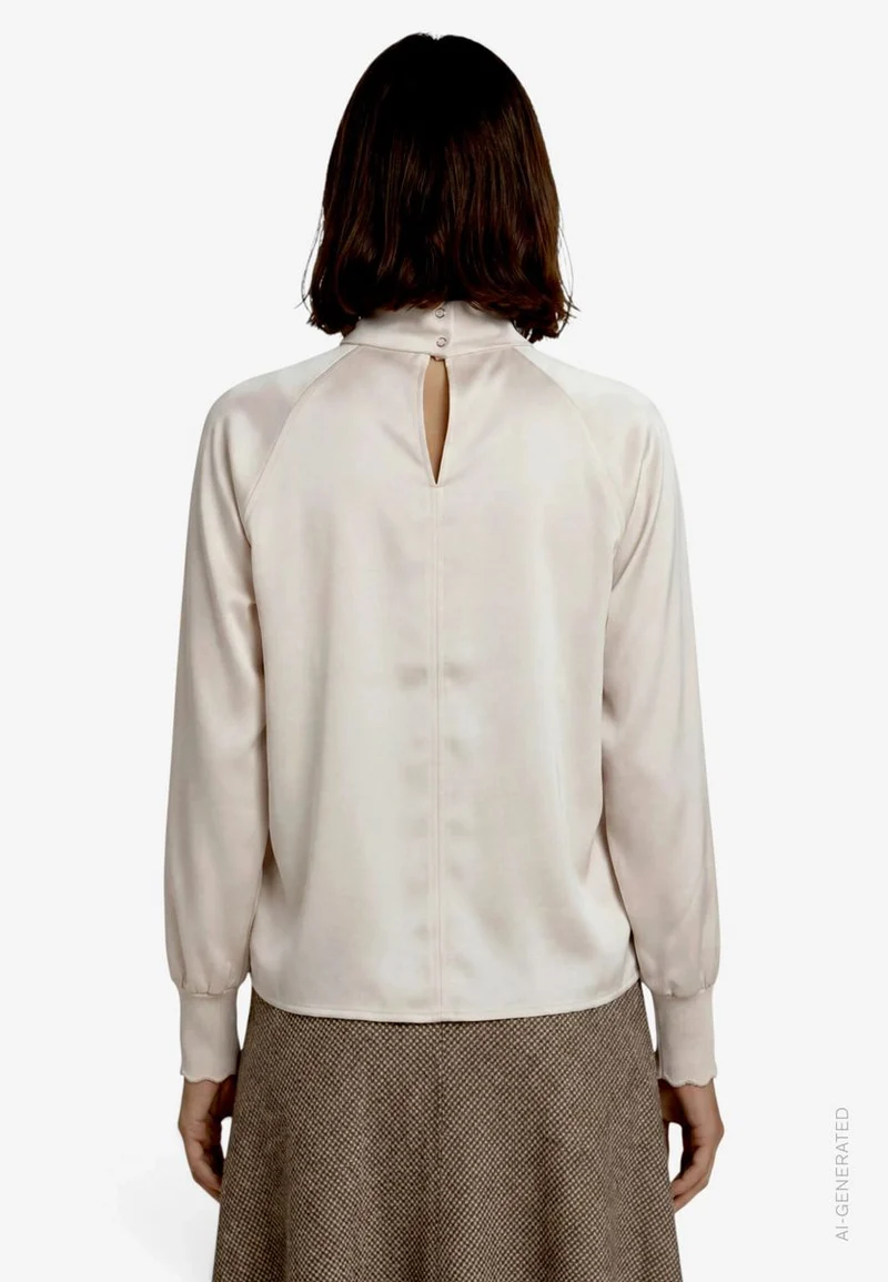 Satinbluse mit Stehkragen