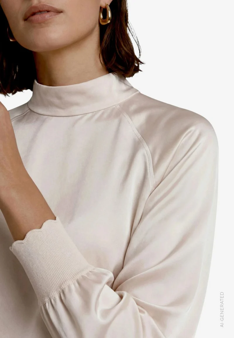 Satinbluse mit Stehkragen