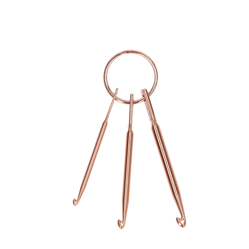 Wollplatz-Schlüsselanhänger Häkelnadel-Set Rosé