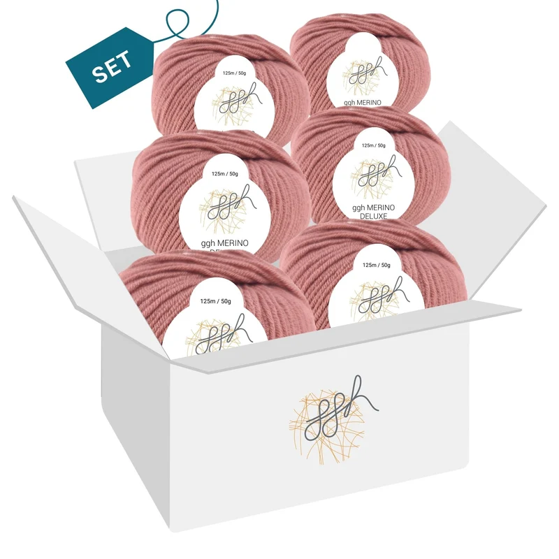ggh Merino Deluxe - 300g Set (6x50g) - 013 - Rosenholz