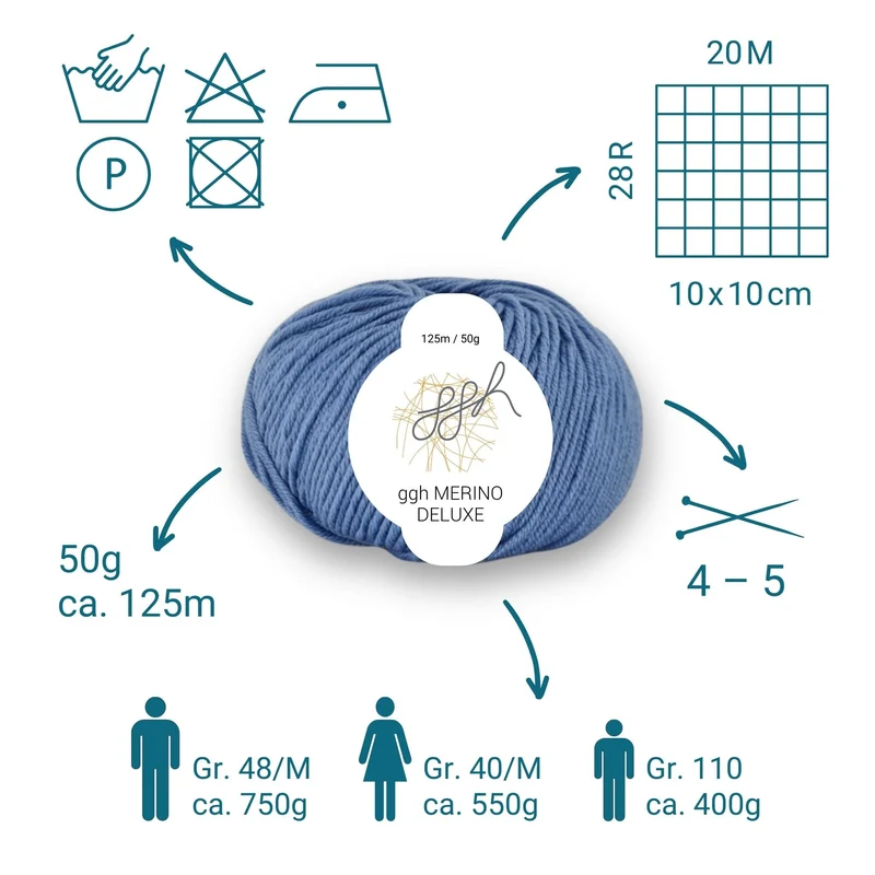 ggh Merino Deluxe - 300g Set (6x50g) - 024 - Himmelblau