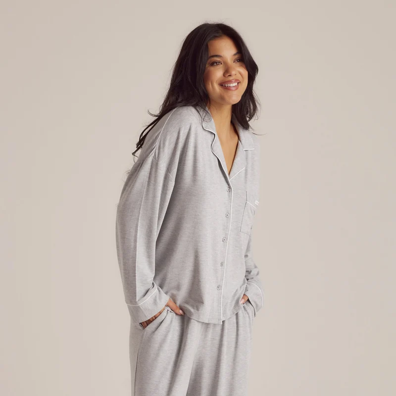 Modal Pyjamahemd - Grauer Melange