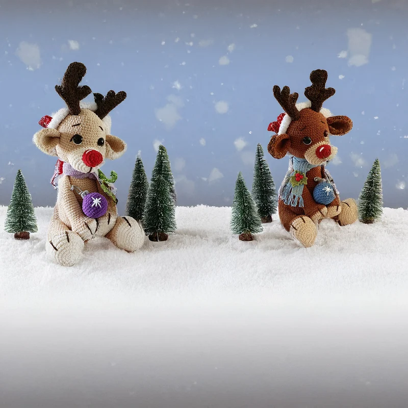 Weihnachtskuscheltier Robbie Chunky Chenille – Häkelpaket