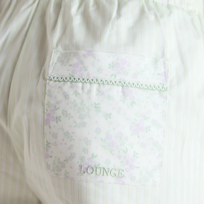 Bloom & Stripe Pyjamashort - Salbei