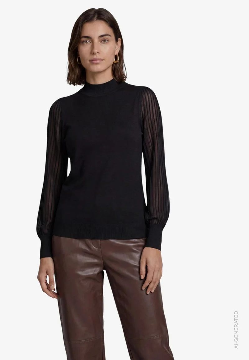 Damen Pullover mit transparenten Ärmeln