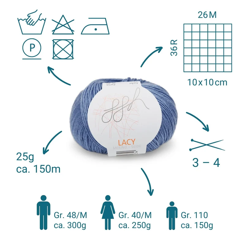 ggh Lacy | Set mit 4 x 25g (insg. 100g) - 021 - Blau