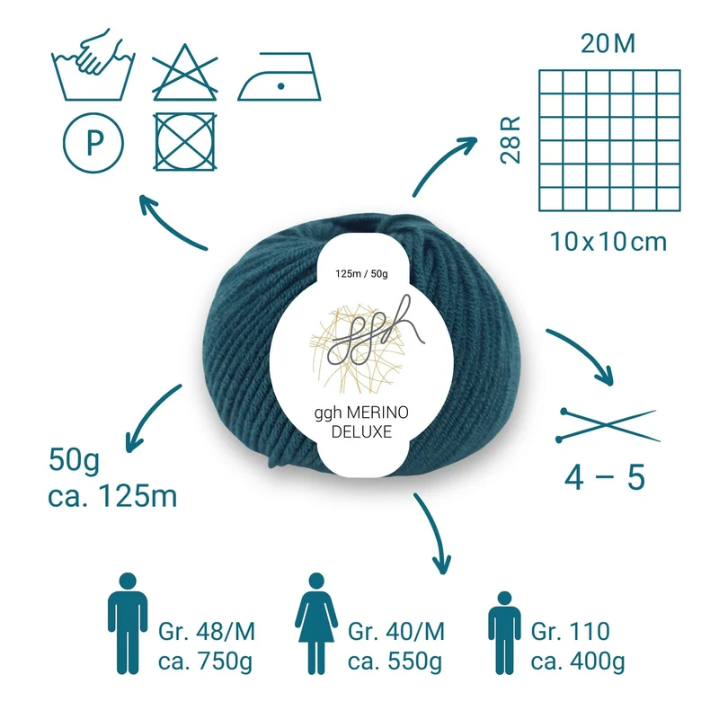 ggh Merino Deluxe - 300g Set (6x50g) - 017 - Jägergrün