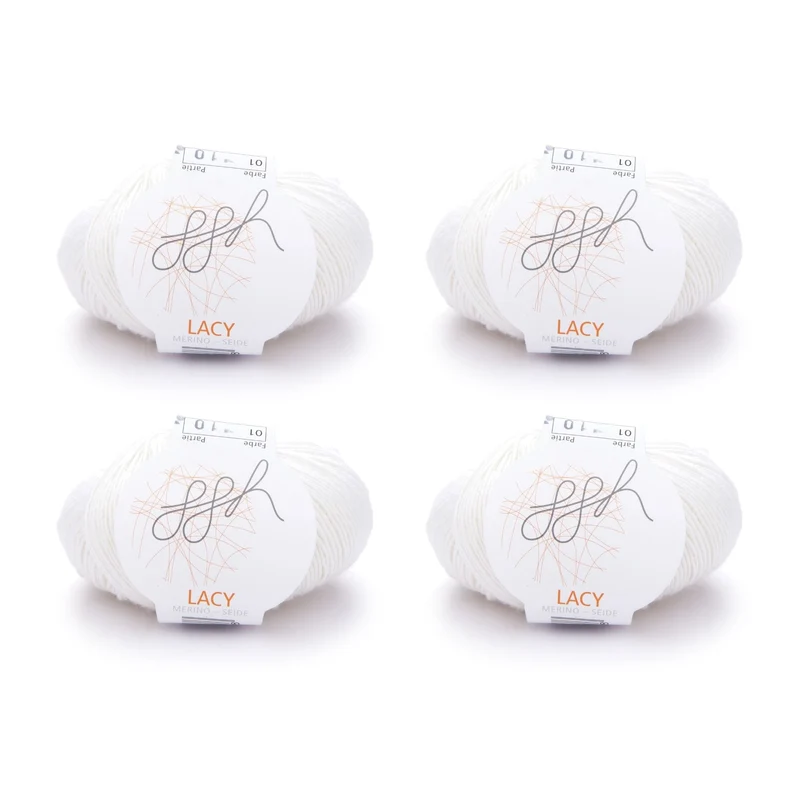 ggh Lacy | Set mit 4 x 25g (insg. 100g) - 001 - Wollweiß