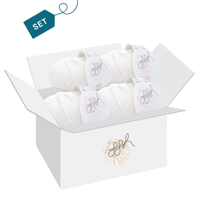 ggh Lacy | Set mit 4 x 25g (insg. 100g) - 001 - Wollweiß