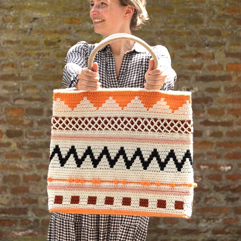 Traumtasche Häkelpaket 01 Chestnut – Sunset – Rosé mit Tasche