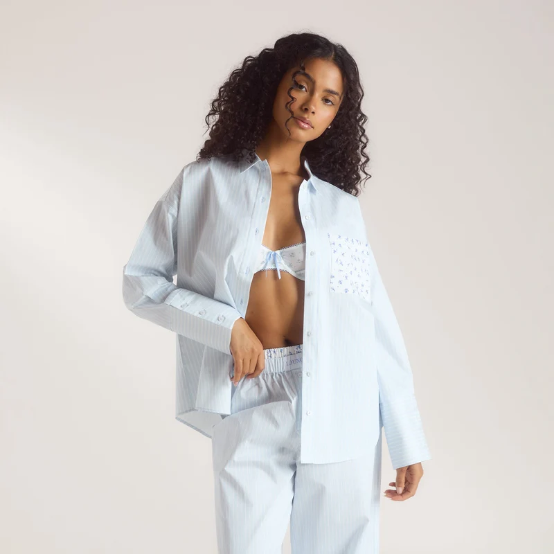 Bloom & Stripe Pyjamahemd - Blau