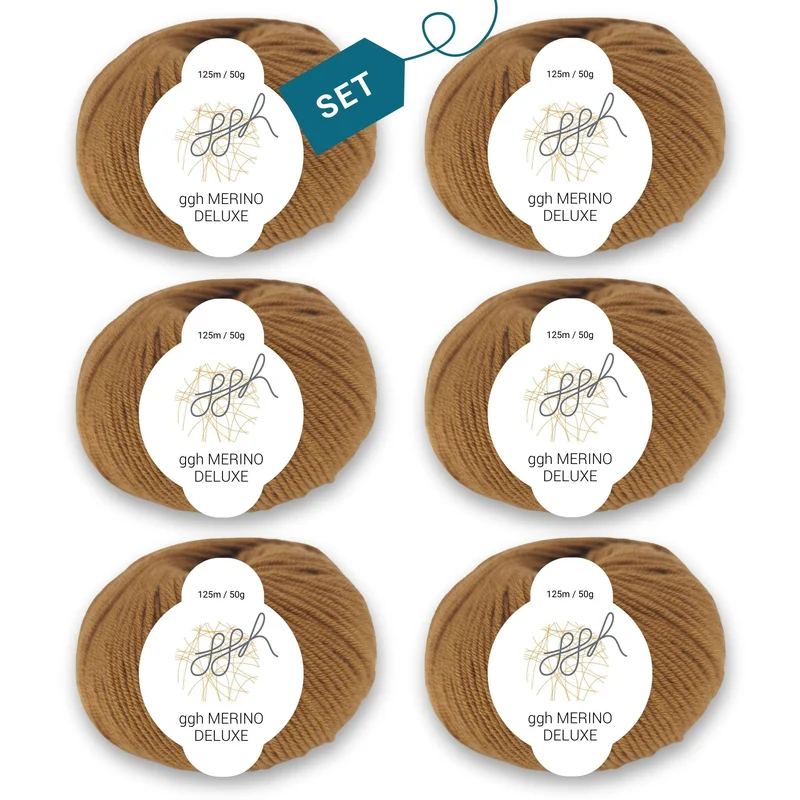 ggh Merino Deluxe - 300g Set (6x50g) - 007 - Hirschbraun