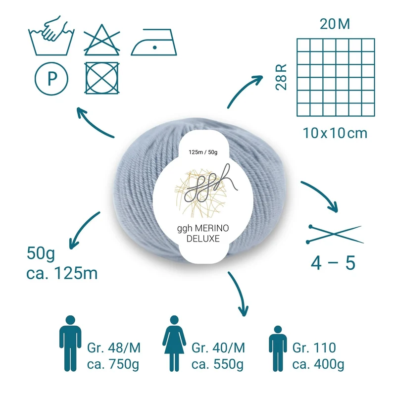 ggh Merino Deluxe - 300g Set (6x50g) - 006 - Hellgrau