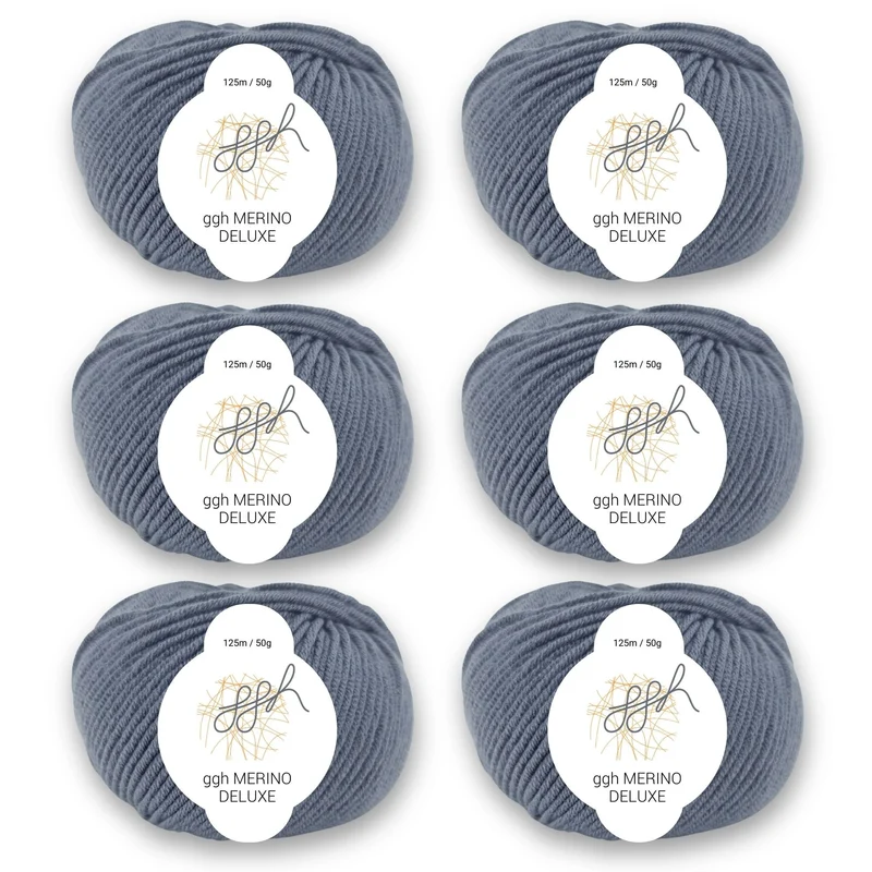 ggh Merino Deluxe - 300g Set (6x50g) - 004 - Mittelgrau