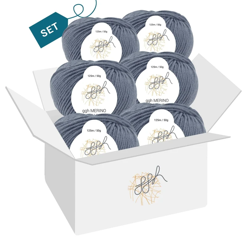 ggh Merino Deluxe - 300g Set (6x50g) - 004 - Mittelgrau