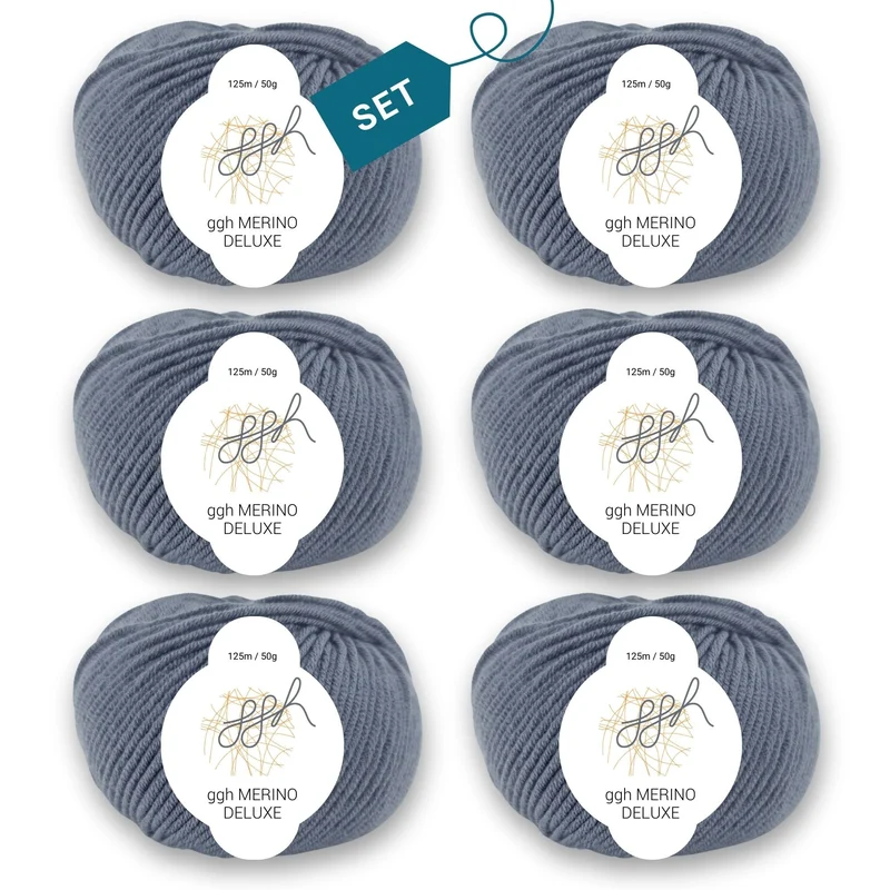 ggh Merino Deluxe - 300g Set (6x50g) - 004 - Mittelgrau