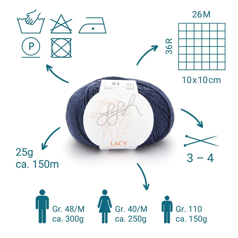GGH Lacy | Merinowolle mit Seide | 25g - 170m | 013 - Dunkelblau