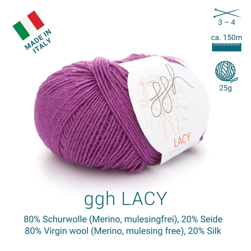 GGH Lacy | Merinowolle mit Seide | 25g - 170m | 012 - Zyklam