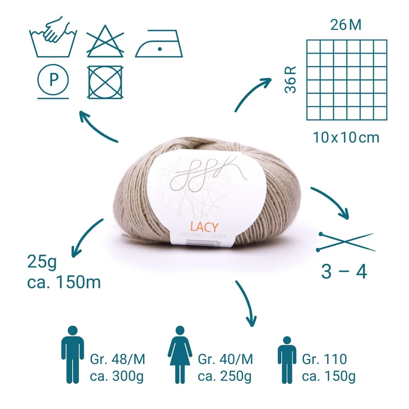 GGH Lacy | Merinowolle mit Seide | 25g - 170m | 019 - Beige